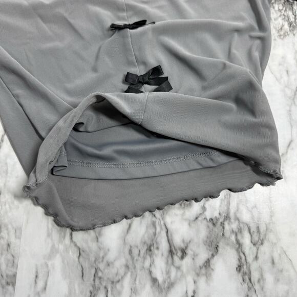 Sugar Moon Gray Black Bow Mesh Tee Lettuce Hem XS Coquette Y2K Whimsigoth - Picture 3 of 6